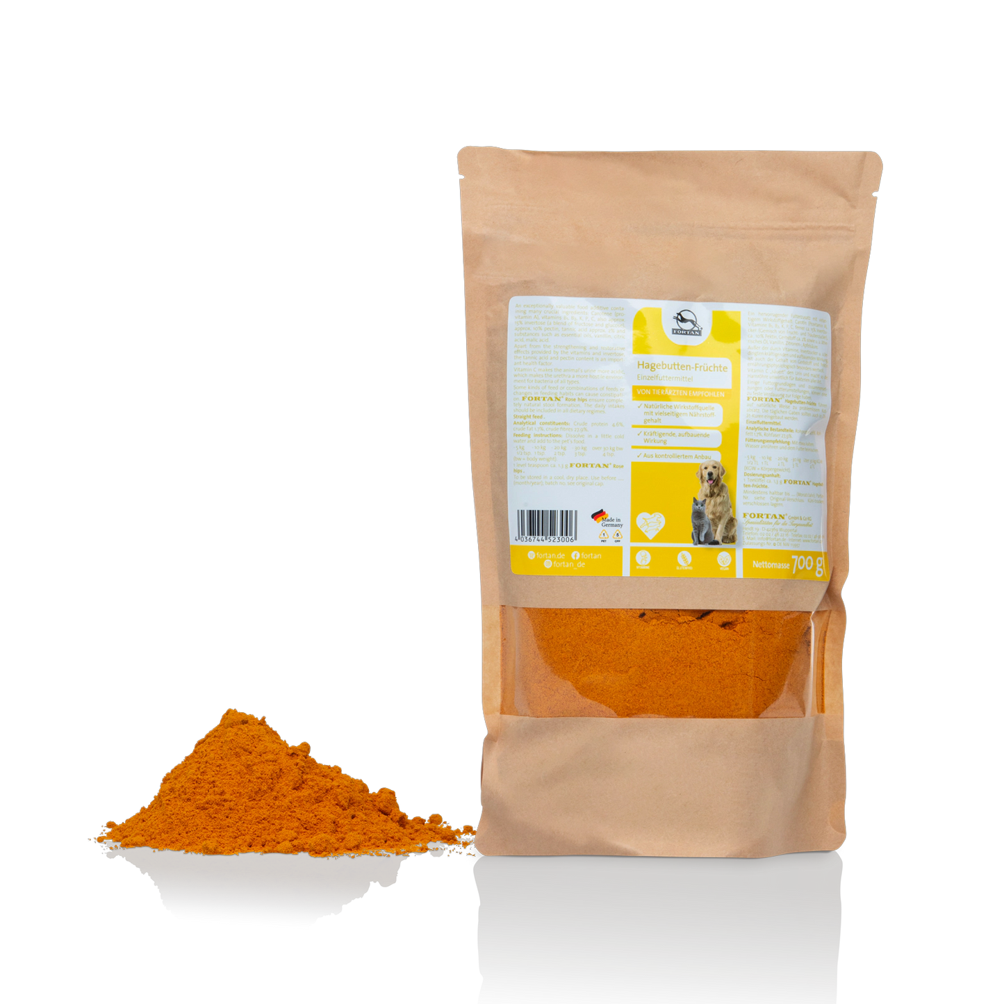 Prah šipka za pse i mačke za potporu imunitetu i zdravlju mokraćnog mjehura 700 g