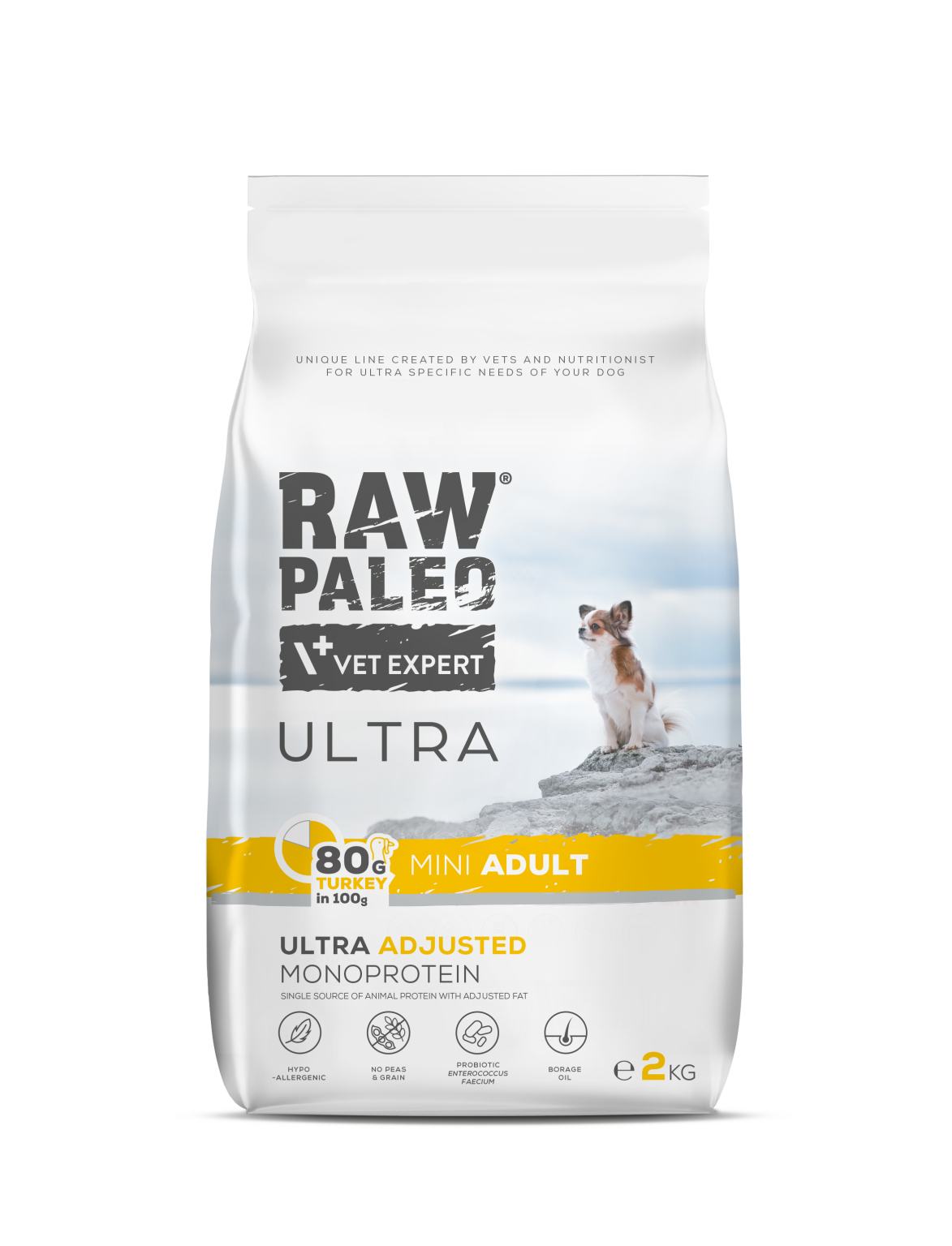 Raw Paleo Mini Adult, suha hrana za odrasle pse malih pasmina,puretina