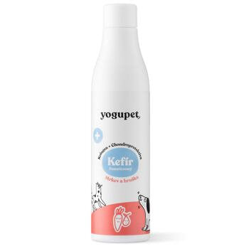 White bottle labeled 'yogupet' with a red and white label on a white background