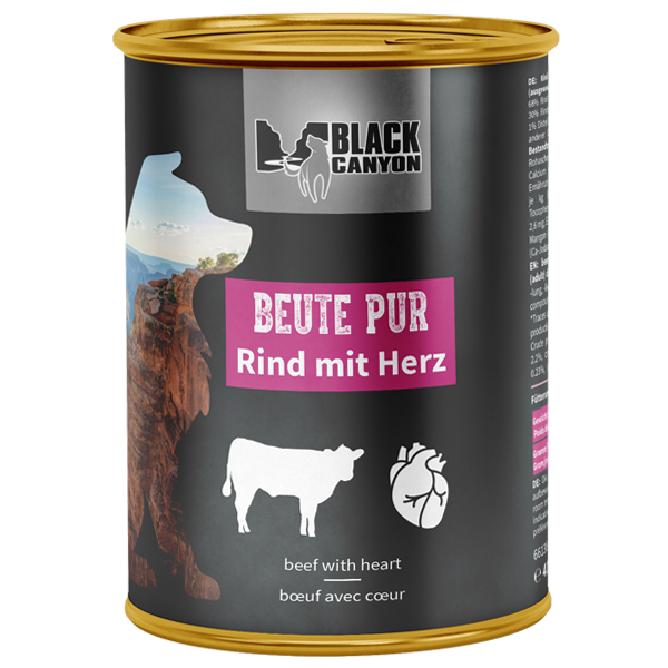 Dog food can with Black Canyon branding on a white background