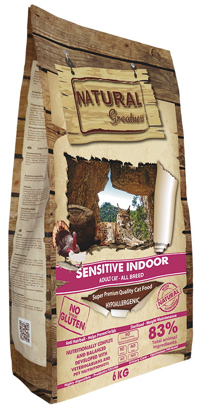 Natural Greatness Sensitive Indoor suha hrana za mačke 600 g