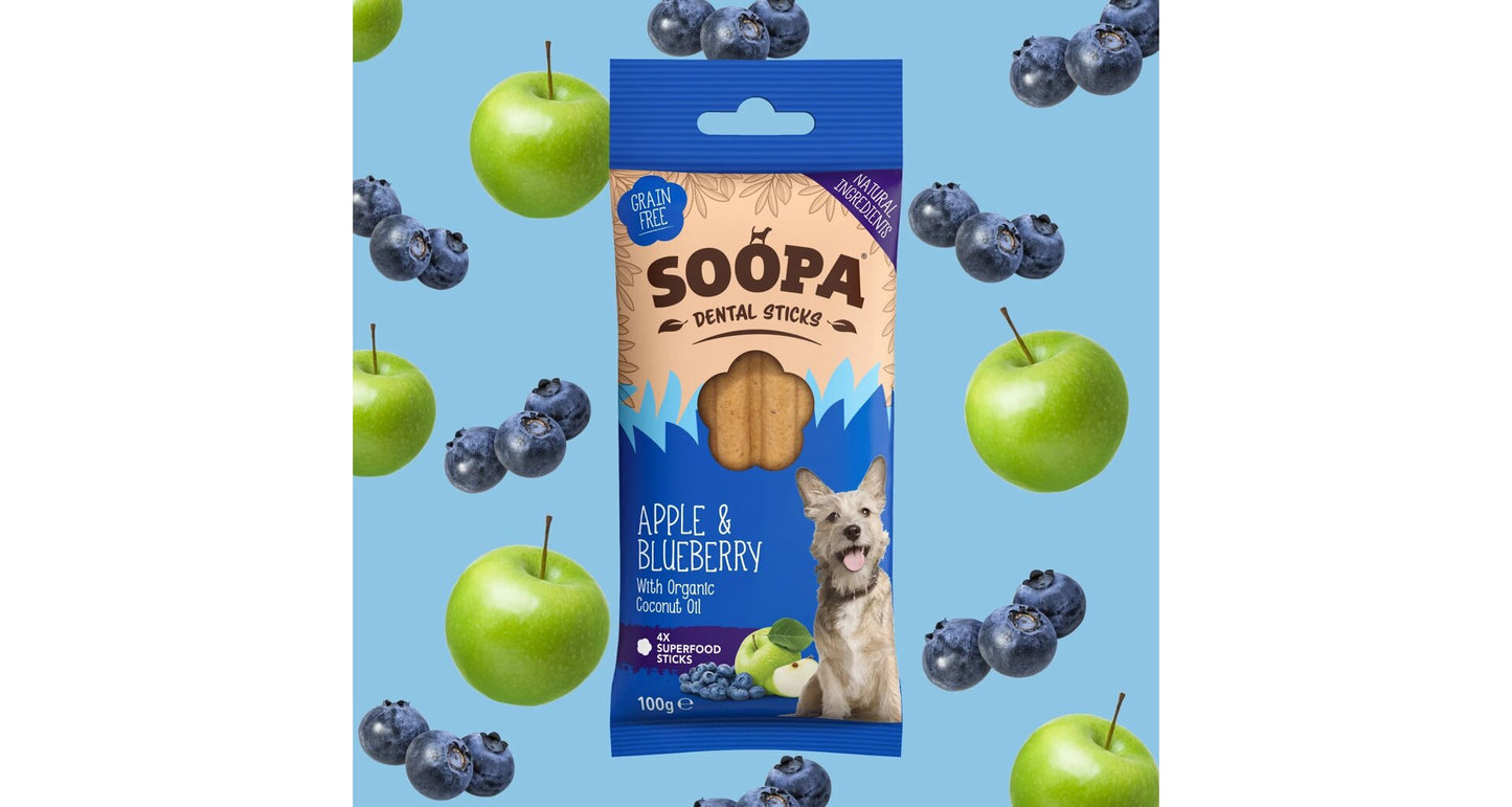Soopa Dental štapići za pse jabuka i borovnica x4 kom