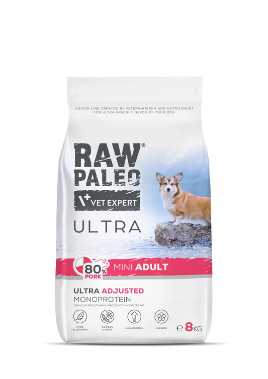 Raw Paleo Mini Adult, suha hrana za odrasle pse malih pasmina,svinjetina