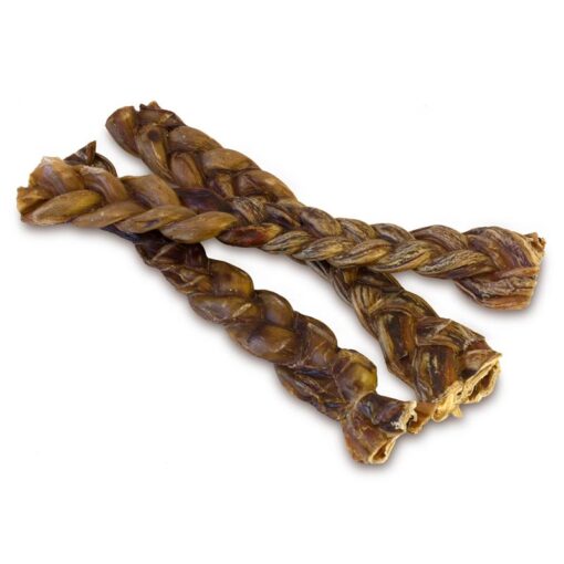 Braided leather strap on a white background