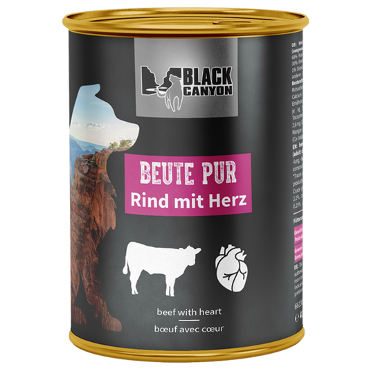 Dog food can with Black Canyon branding on a white background