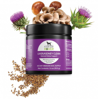 Purple jar labeled 'Liver/Kidney Clean' with natural ingredients on a white background