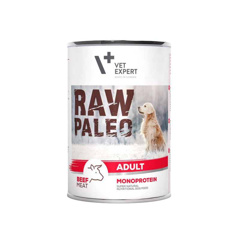Vet Expert Raw Paleo Adult dog food can on a white background