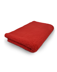 Folded red towel on a white background