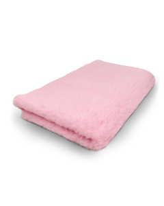 Folded pink blanket on a white background