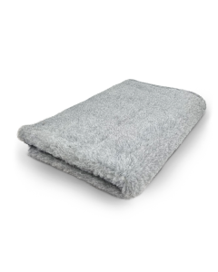 Folded gray towel on a white background