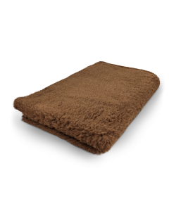 Folded brown towel on a white background