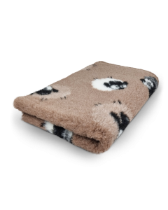 Folded blanket with dog pattern on a white background