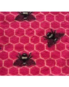 Bees on a pink honeycomb pattern