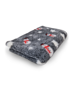 Fluffy blanket with snowman pattern on a white background