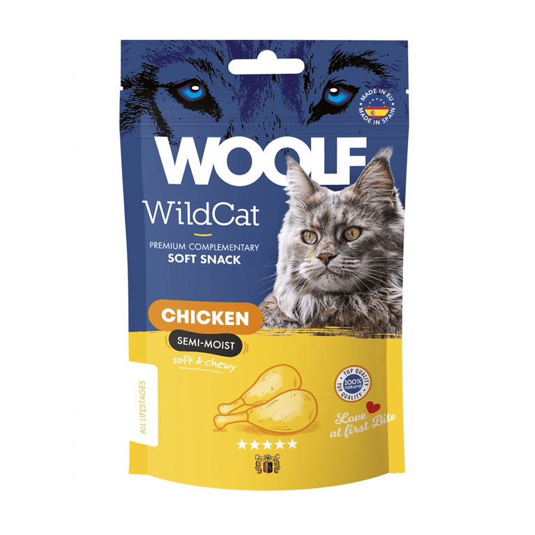 Woolf Wildcat poluvlažne poslastice za mačke od piletine, 50 g
