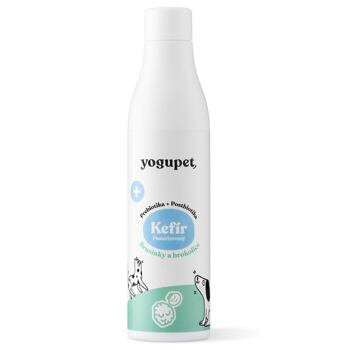 a bottle of yogupet kefir for dogs and cats on white background
