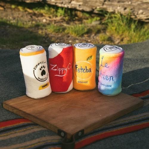 4 dog toys by zippy paws in shape of ans with a sqeaker